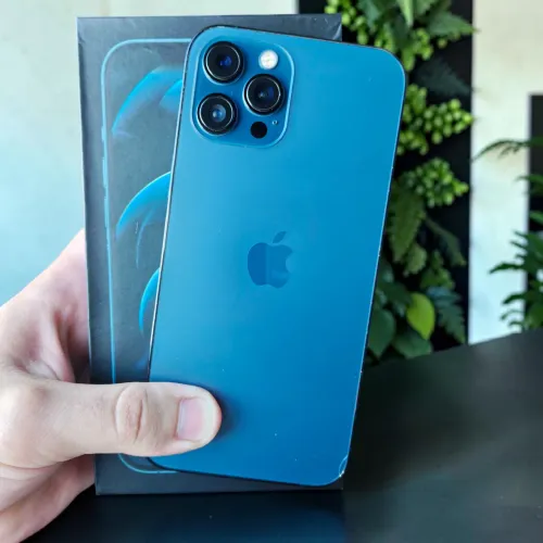 IPHONE 12 PRO MAX 512GB AZUL PACÍFICO + BATERIA NOVA + CAIXA + CARREGADOR + 7 CAPINHAS