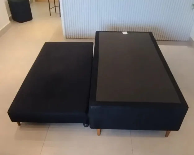Cama Box Marflex Suede Preto com Colchão Auxiliar