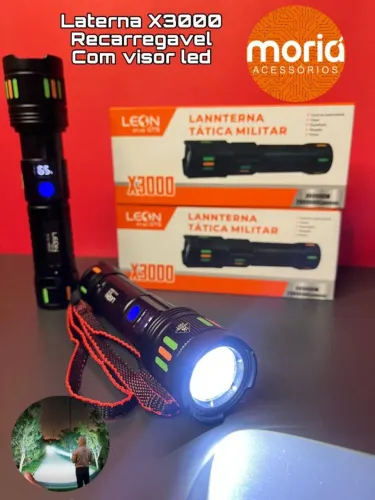Lanterna Recarregável X3000 Led com 2999000 Lumens Forte Alto Alcance 900metros