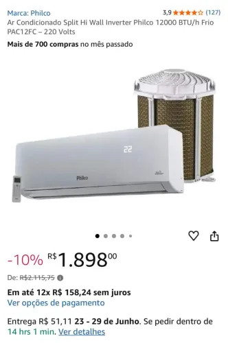 Ar condicionado Philco 12000BTU 220v