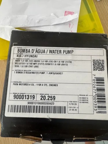 Bomba de água hb20 1.6 2011 a 2020