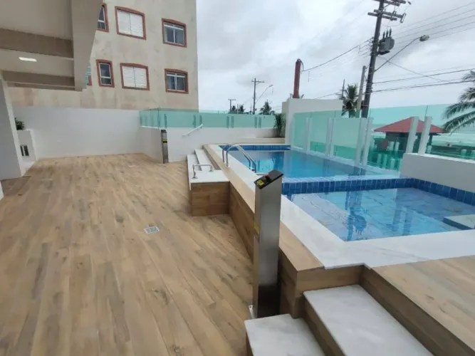 Apartamento frente mar na Vila Atlântica em Mongaguá | 2 quartos, 1 suíte, 67,87m², sacada