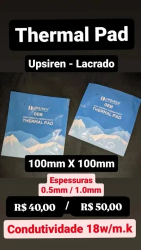 Thermal pad 0.5mm 16W Cinza 100mm X 100mm