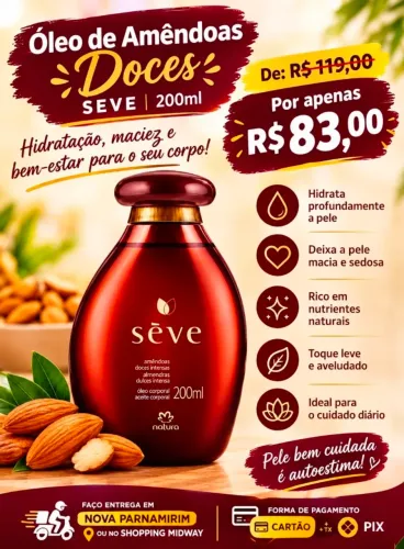 Óleo de Amêndoas doce 200ml da seve