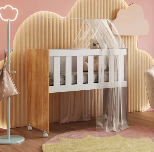 Mini Berço com kit berço Bege 