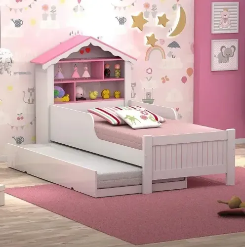 Cama Casinha Infantil - Rosa (com luz)
