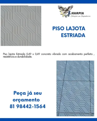 Piso lajota concreto vibrado