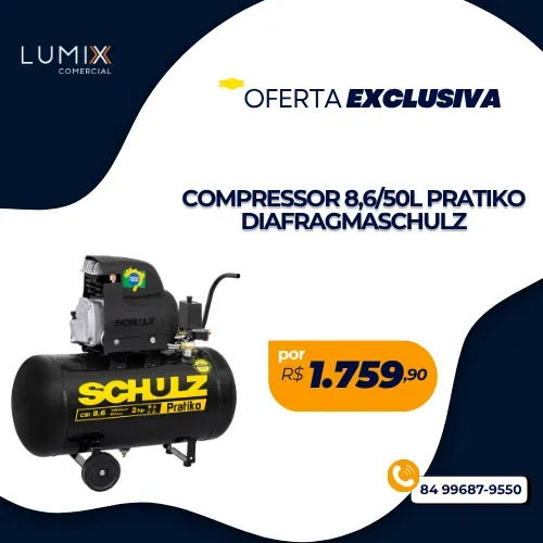 COMPRESSOR 8,6/50L 2CV PRATIKO DIAFRAGMA SCHULZ