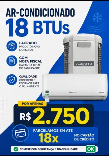 Ar Condicionado Split Agratto 18.000 BTUs - Novo, na Caixa Lacrada!