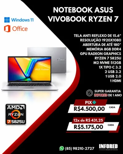 Notebook ASUS VivoBook Ryzen 7
