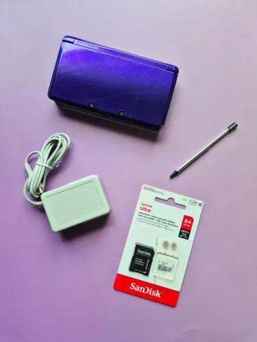Nintendo 3DS Roxo Midnight Purple + Micro SD 64Gb Lotado de Jogos