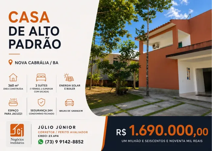 Casa de Alto Padrão com Vista para o Mar Nova Cabrália/BA