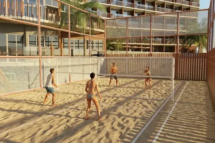 Apartamento a 100 metros da Praia de Tamandaré com: 40m², 2 quartos (1 suíte) e varanda go