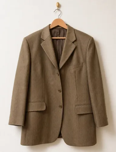 Terno blazer masculino risca marrom 54 perfeito
