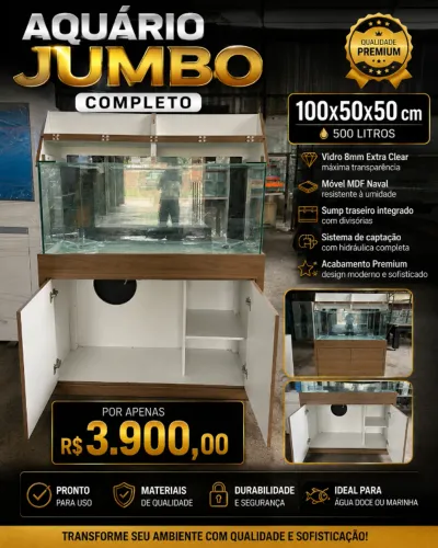Aquário Jumbo 100x50x50 cm completo