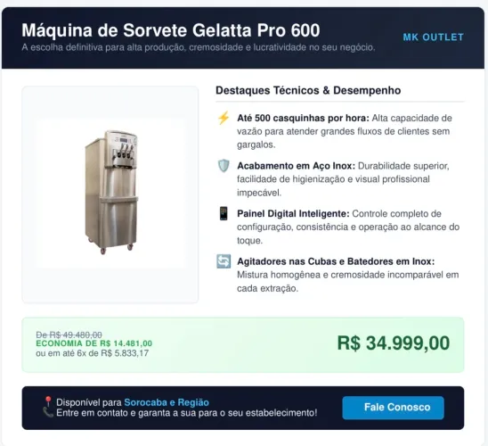 Máquina sorvete Elgin