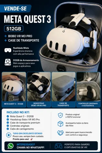 Meta Quest 3 512 Gb + Bobo VR M3 Pro + Case