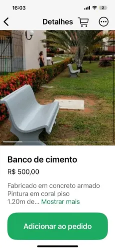 Bancos de concreto para praças e jardins