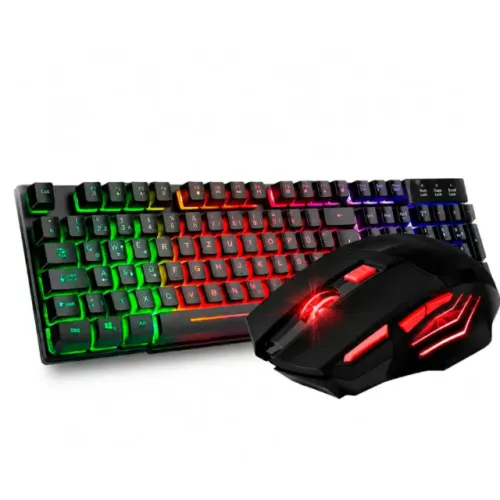 Kit Teclado Gamer Semi Mecanico Led Rgb Mouse Preto (Entrego)