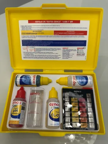 Kit Teste Genco 3 em 1 - Cloro, pH e Alcalinidade para Piscina