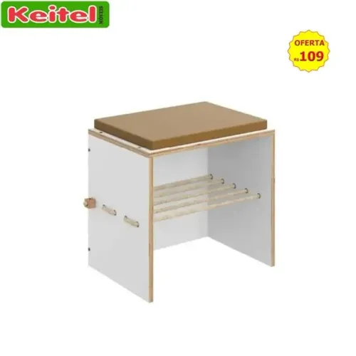 Banco Com Futon e Cordas Cordel Cor Branco - 1004