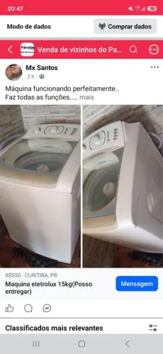 Máquina Electrolux 15kg(Posso entregar)