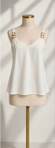 Blusa regata em tricô canelado bege