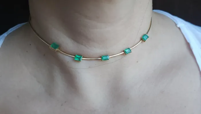 Colar Ouro 18K Esmeraldas