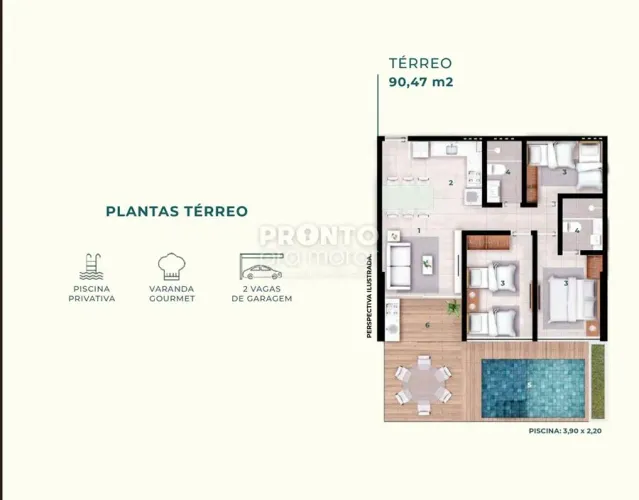 Apartamento com 2 quartos em Muro Alto