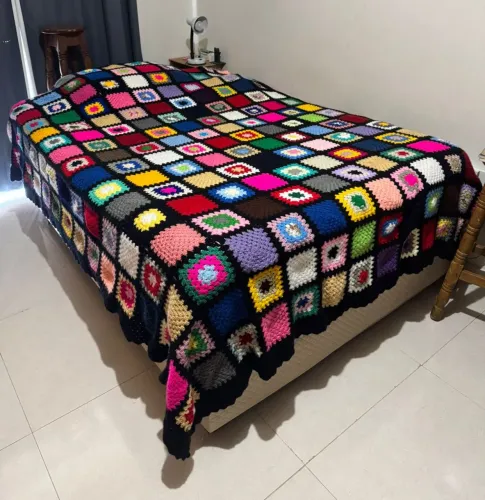 Colcha Casal de croche de lã
