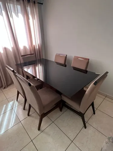 Mesa de Jantar com 6 Cadeiras - Vidro para Substituição