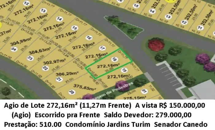 Leia a descrição: Agio de Lote 272,16m² - Condomínio Jardins Turim