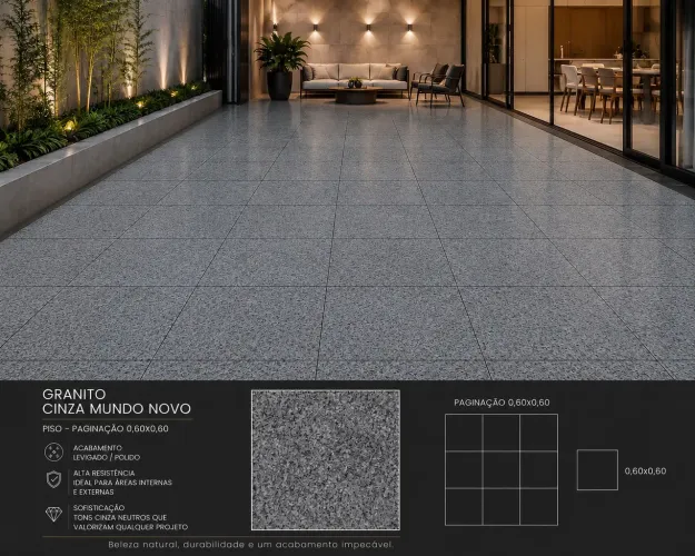 Piso Granito Cinza mundo novo