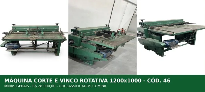 Maquina Corte e Vinco Rotativa 1200 x 1000 - Minas Gerais - R$ 28.000,00 - Cód. 46