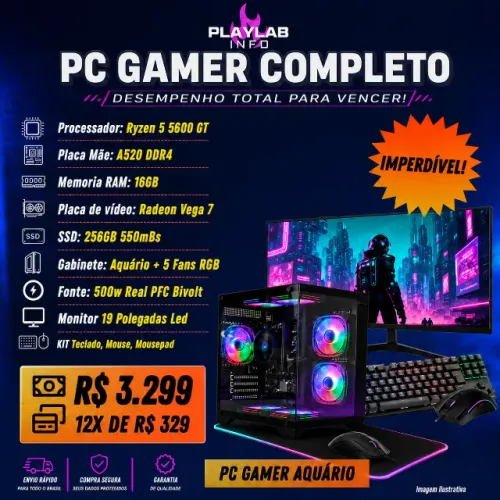 PC Gamer Completo Ryzen 5 5600GT (Somos Loja)