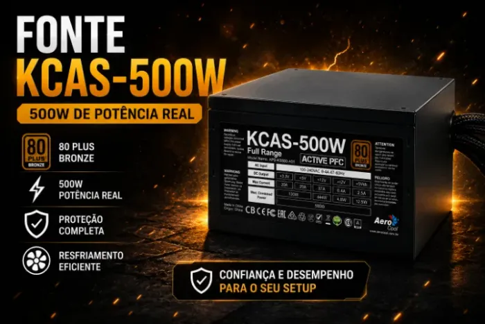 Fonte Aerocool KCAS 500W 80 Plus Bronze PFC Ativo