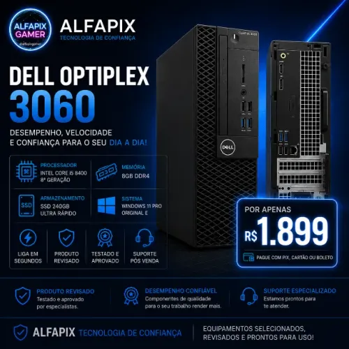 Computador Dell Optiplex 3060 i5 com SSD muito rápido, pronto pra uso, office e estudos