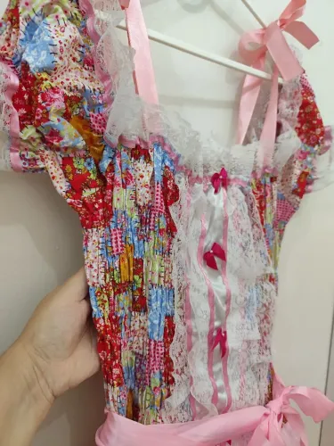 Vestido Junino -Busto lastex com Apliques (12/15 anos)
