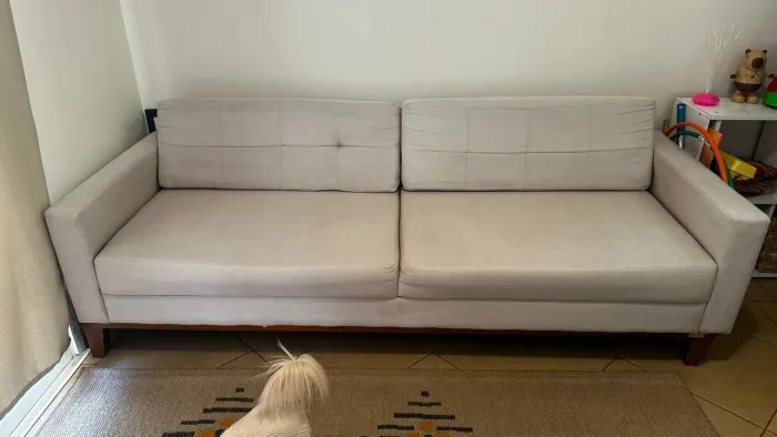 Sofa 3 lugares, linho cru