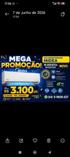 Ar condicionado mideia 18 mil BTUs inverter novo com wi-fi 
