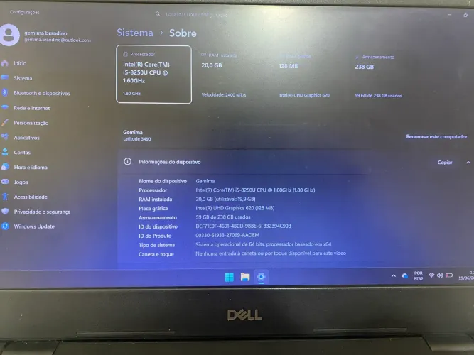 Dell Latitude 3490 I5 8 geração