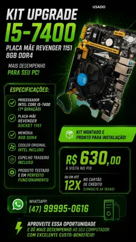 Kit Upgrade placa mae I5 7400 + Revenge 1151 + 8gb Ddr4