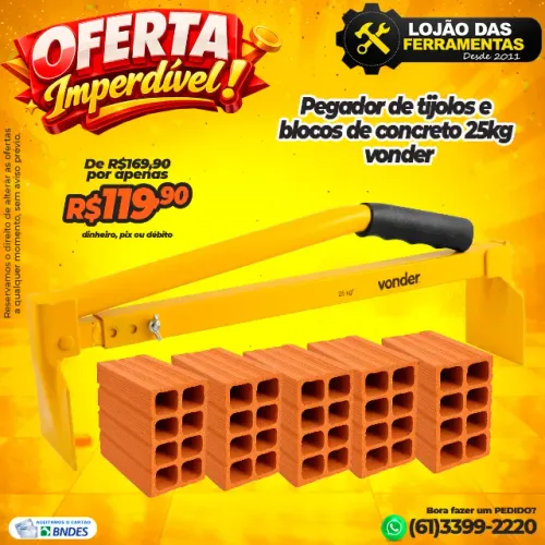 Pegador de tijolos e blocos de concreto 25kg vonder