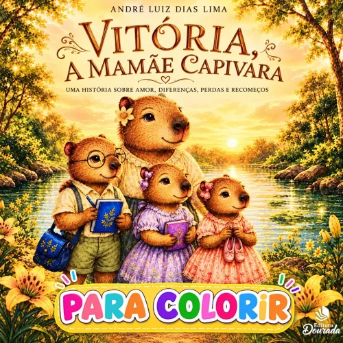 Livro de Colorir "Vitória, a mamãe capivara"