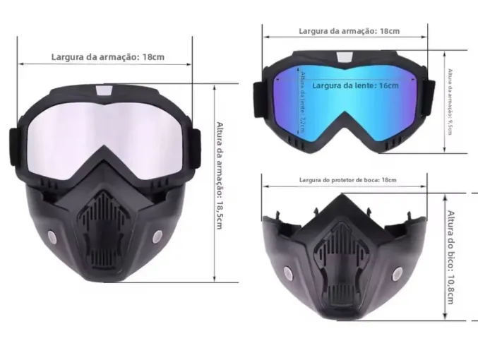 Máscara com óculos de proteção off-road