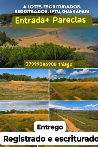 Lotes Guarapari pra investimento, entrego escriturado, parcelo, troco, R$ 20 mil entrada