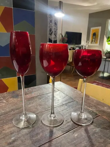 Jogo de 36 Taças de Cristal vermelho