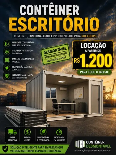 Contêiner Escritório para Locação -Aluguel A partir de R$ 1,200/mês