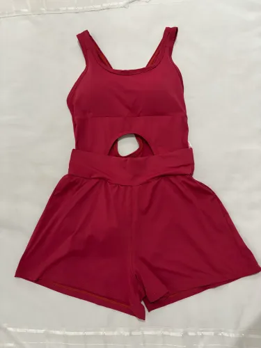 Macaquinho short duplo moda fitness