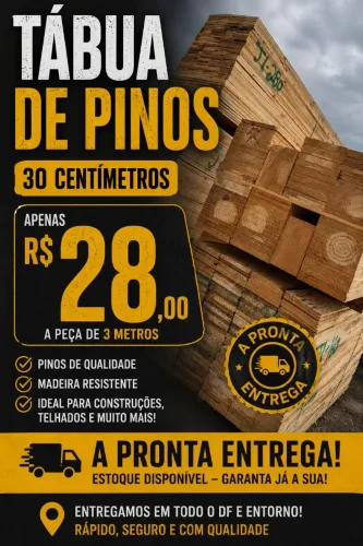 Tábua de pinus 30cm 28$ a peça 3m